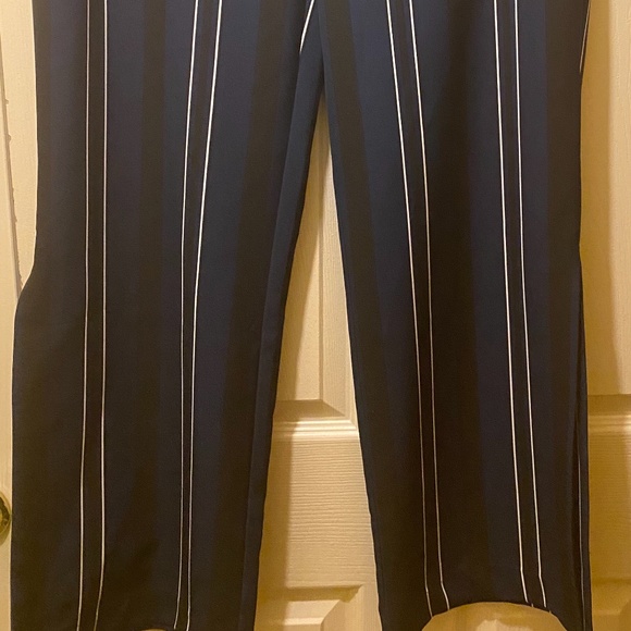 INC Blue/Black & White Striped Wide Leg Slacks Sz - Picture 3 of 3